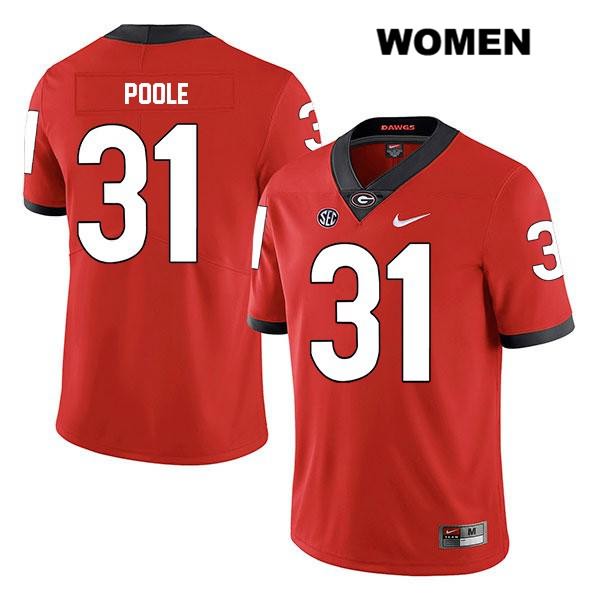Georgia Bulldogs Women's William Poole #31 NCAA Legend Authentic Red Nike Stitched College Football Jersey IWC4456OF